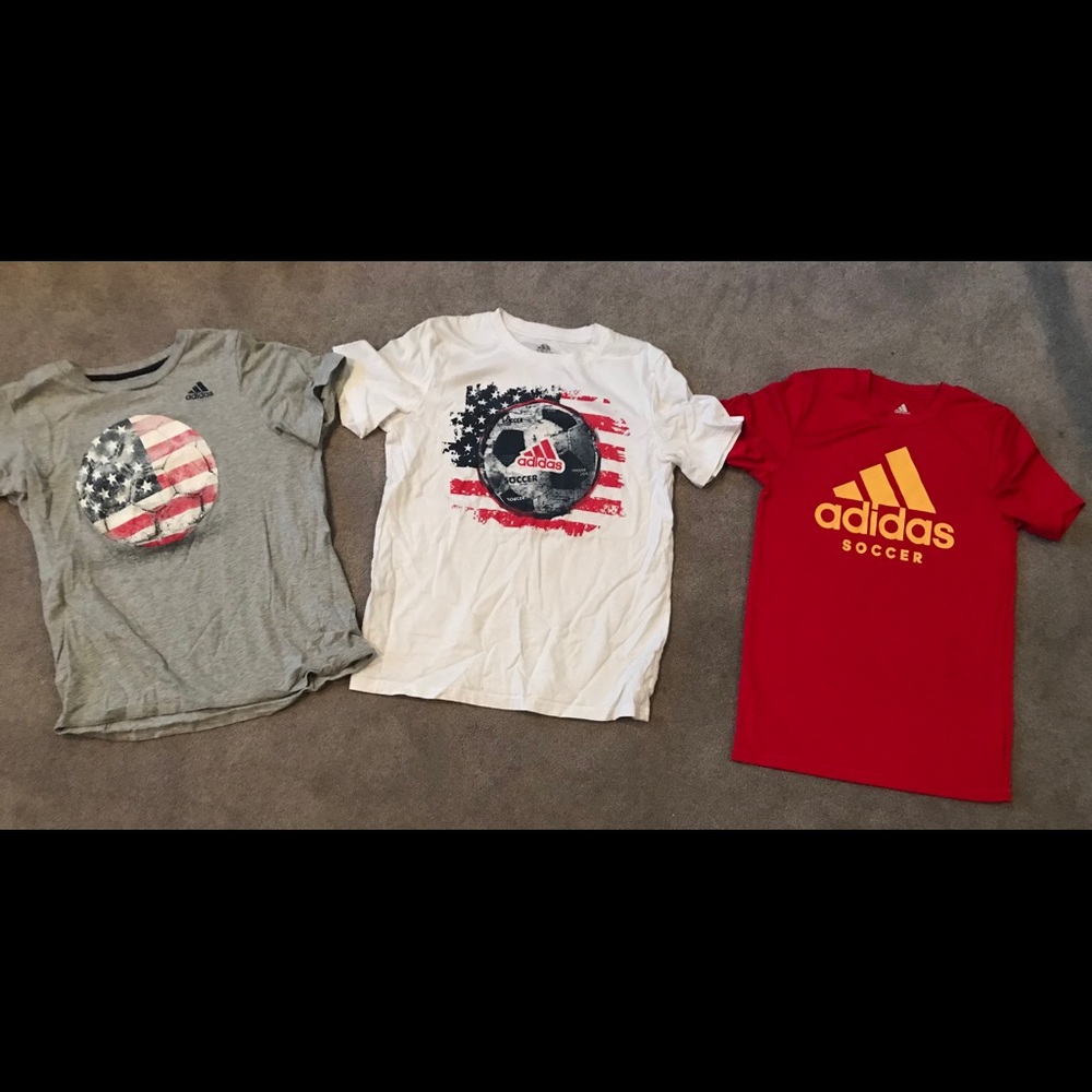 Adidas boys soccer T-shirts, size M (10-12).
